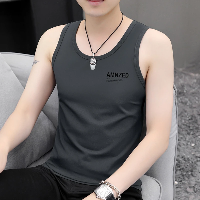 夏季新款男士运动背心休闲透气内穿速干上衣时尚修身无袖打底衫潮