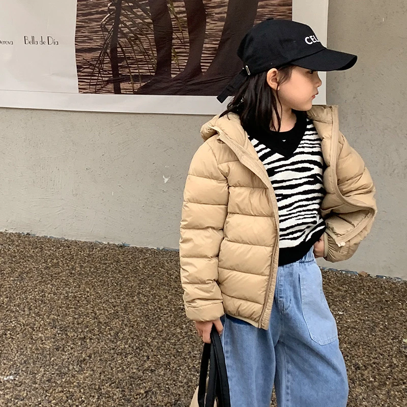 2025严选秋冬韩版儿童羽绒服国标90白鸭绒果色轻薄款萌系秋冬季