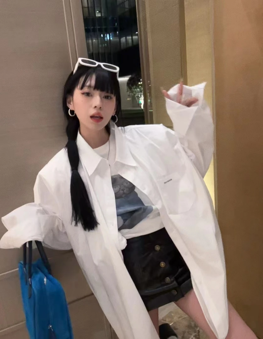 宠儿【2025春款财神韩版极简垫肩慵懒大衬衣】