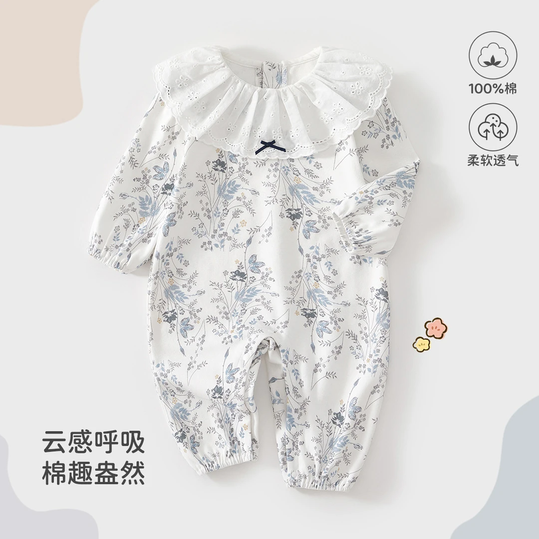 婴儿衣服春秋季婴儿连体衣韩版可爱女宝宝公主衣服婴幼儿纯棉A类