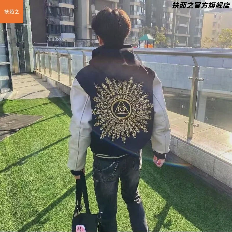 美式高街光明之眼刺绣棒球服外套男女款春秋季高级感上衣短款夹克