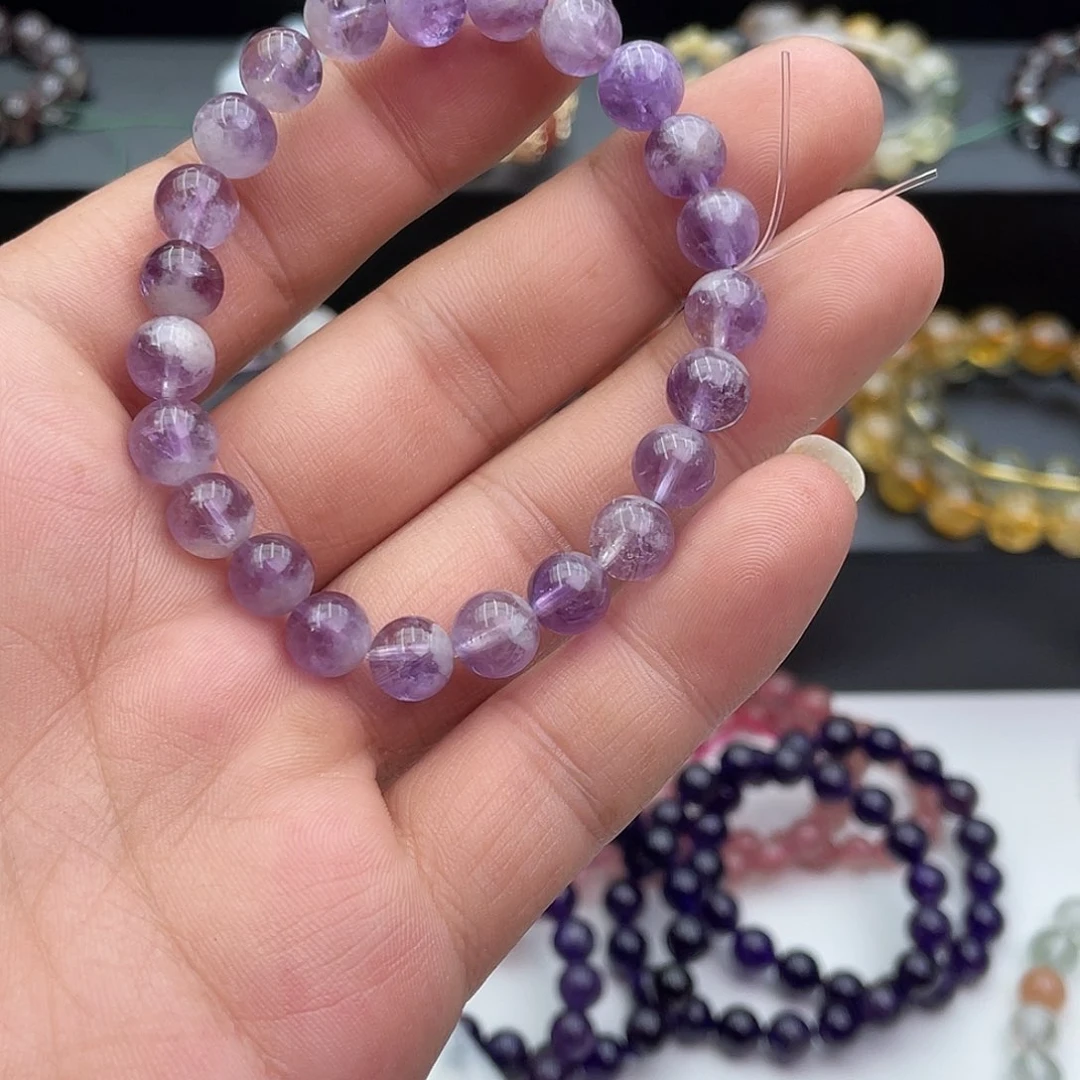 水晶手链未镶嵌卡8紫兔毛