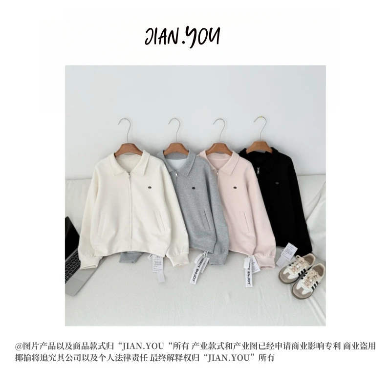 JIANYOU-「随穿随走」韩国单!25春款拼接减龄百搭翻领女外套IU-8339