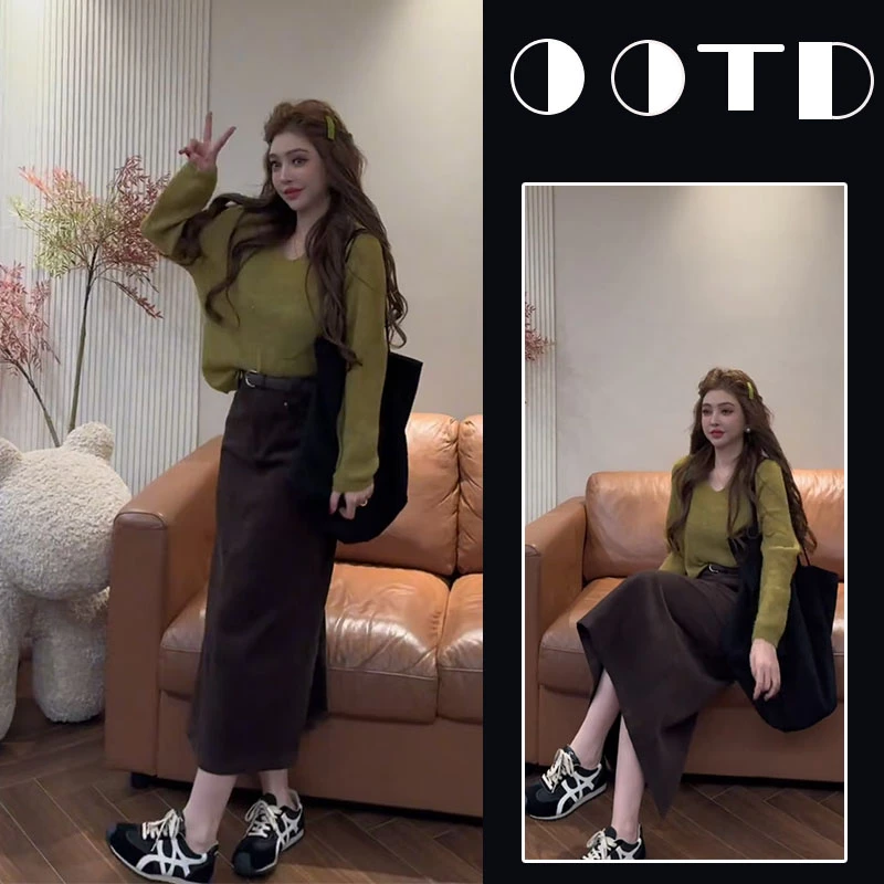 2025秋季新款女装韩版独特漂亮套装简约气质上衣半身裙两件套