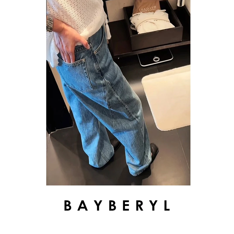 BAYBERYL老贝berto后缝设计直筒蓝夏牛仔裤NZK5B0804-5/2