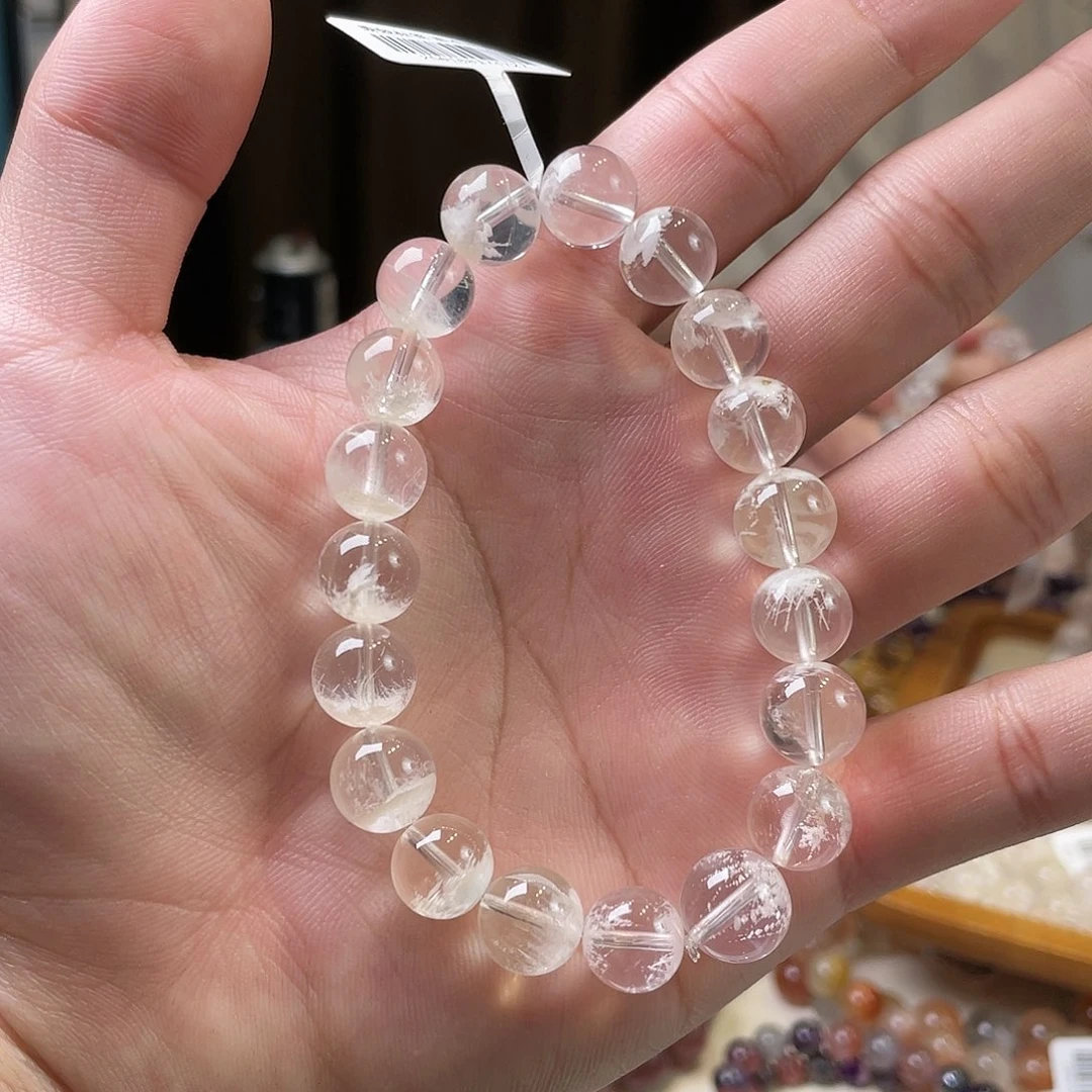 水晶手链未镶嵌半盆白雪花幽灵C10.6mm