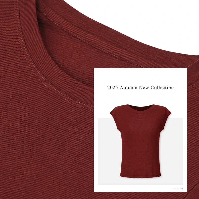 红色短袖女款爆款2025新款修身显瘦正肩T恤夏季穿搭洋气休闲上衣