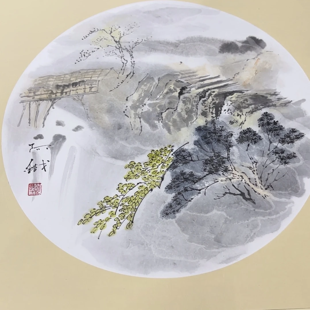 国画赵铁卡纸山水艺