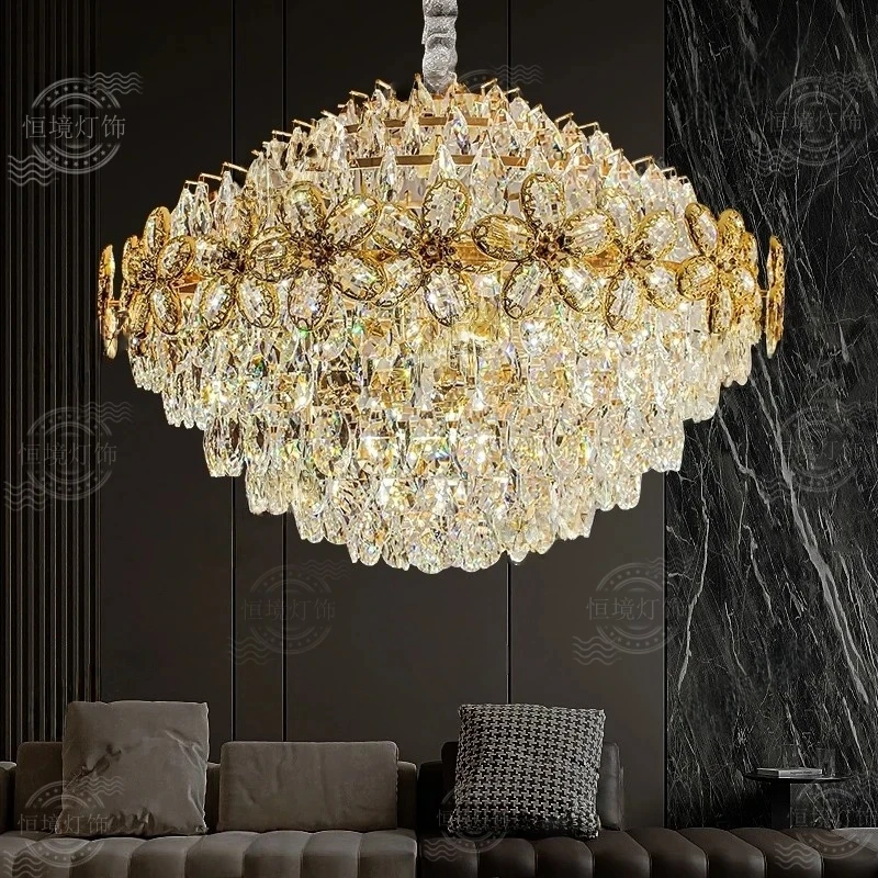 轻奢高档水晶吊灯全光谱led客厅吊灯卧室餐厅吊灯后现代别墅灯饰