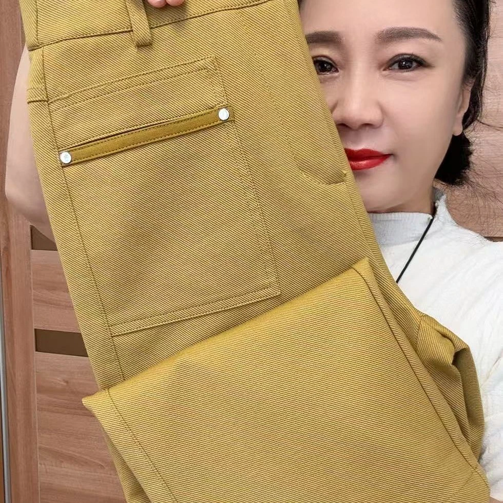 5026磨砂水洗牛仔裤半松紧腰直筒彩牛仔裤裤长100公分