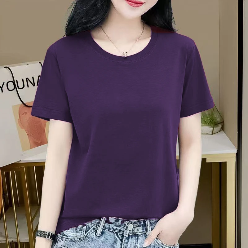 莫代尔垂感冰丝女士t恤短袖夏季薄款宽松大码显瘦中年妈妈上衣服