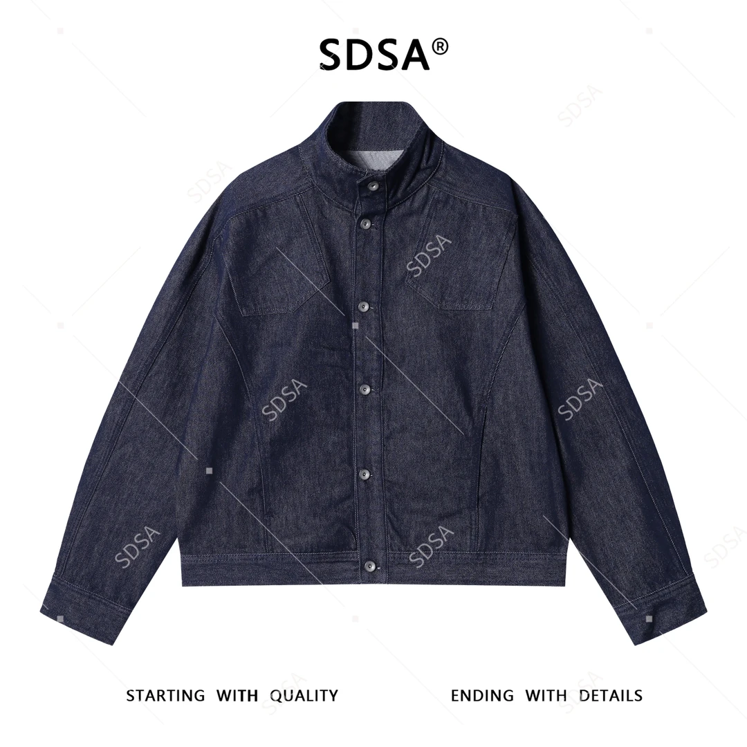 SDSA男士秋冬新款痞帅男装韩版解构纽扣立领牛仔夹克外套百搭时尚