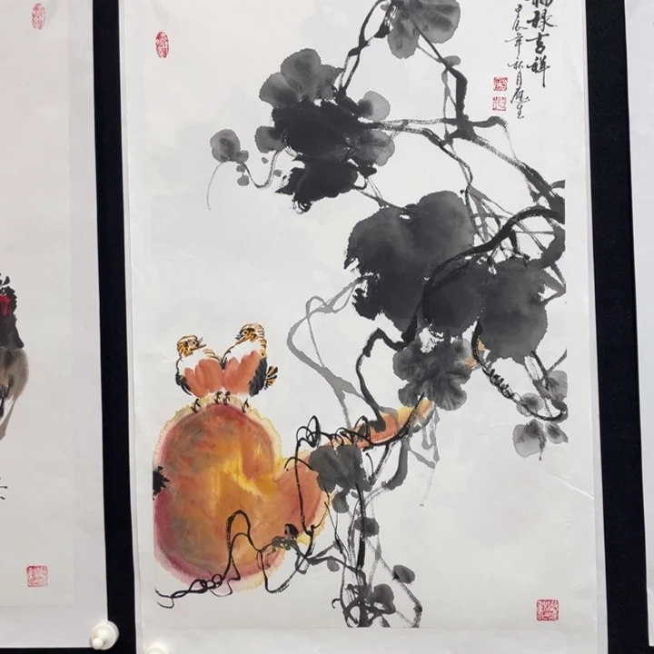 国画四尺三开作品一幅