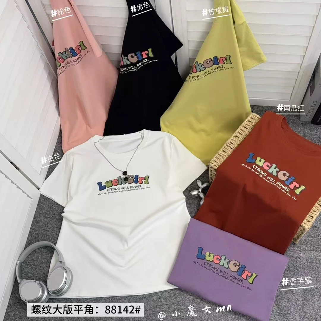 88142少女风常规款卡通动漫短袖T恤香芋紫百搭宽松