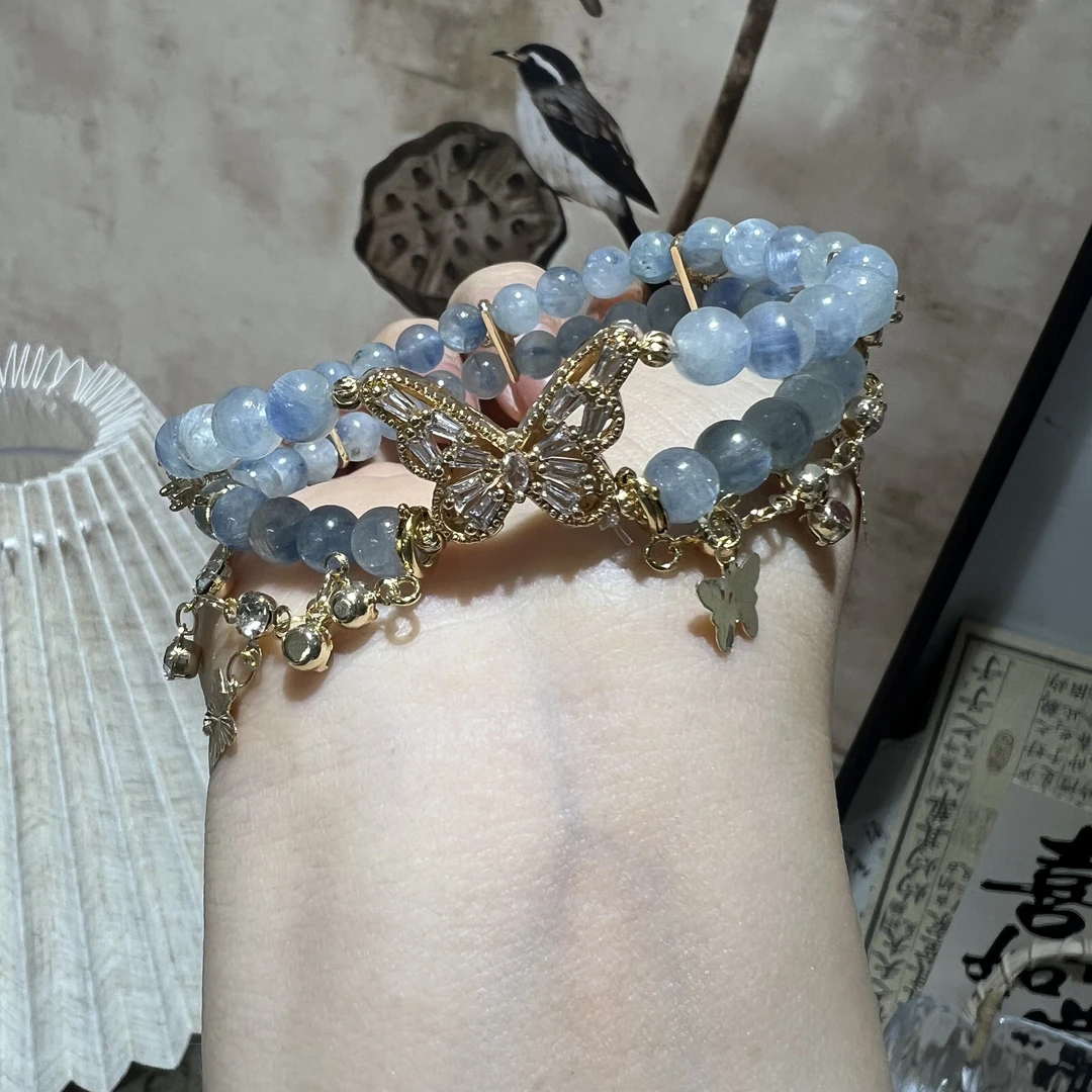 【月月家】AQ005天然蓝晶石 原创蓝晶石手串 多样性发其一