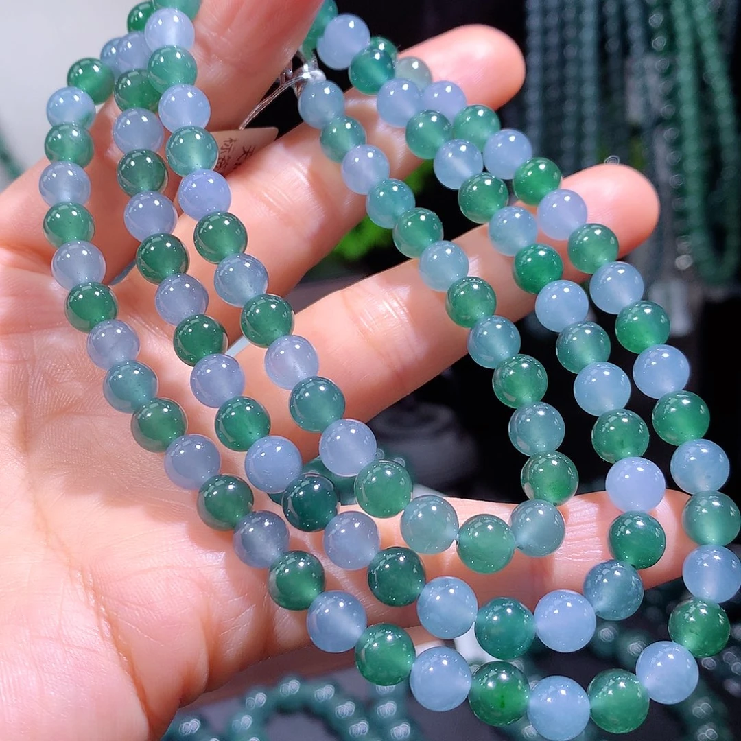 翡翠未镶嵌手链天然a货翡翠项链7mm