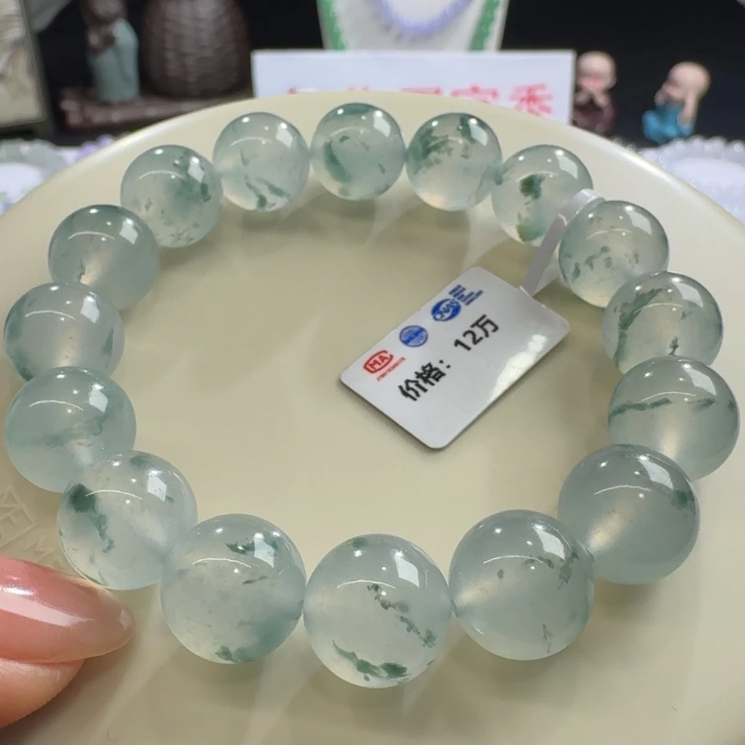 未镶嵌手链翡翠木纳高冰果冻飘花卡12.6