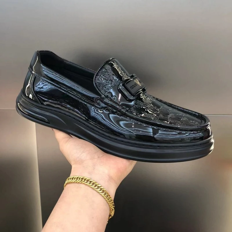 2025春季新款真皮豆豆鞋男时尚透气一脚蹬懒人休闲鞋轻便软底皮鞋