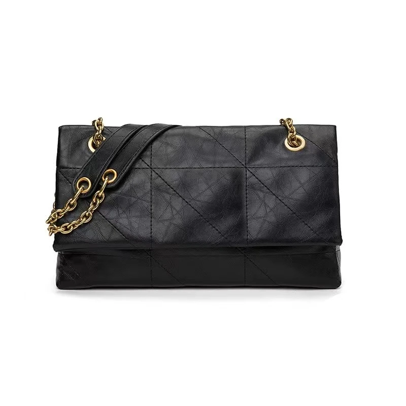 04真皮女包高级感2025秋冬新款小香链条百搭简约腋下折叠包