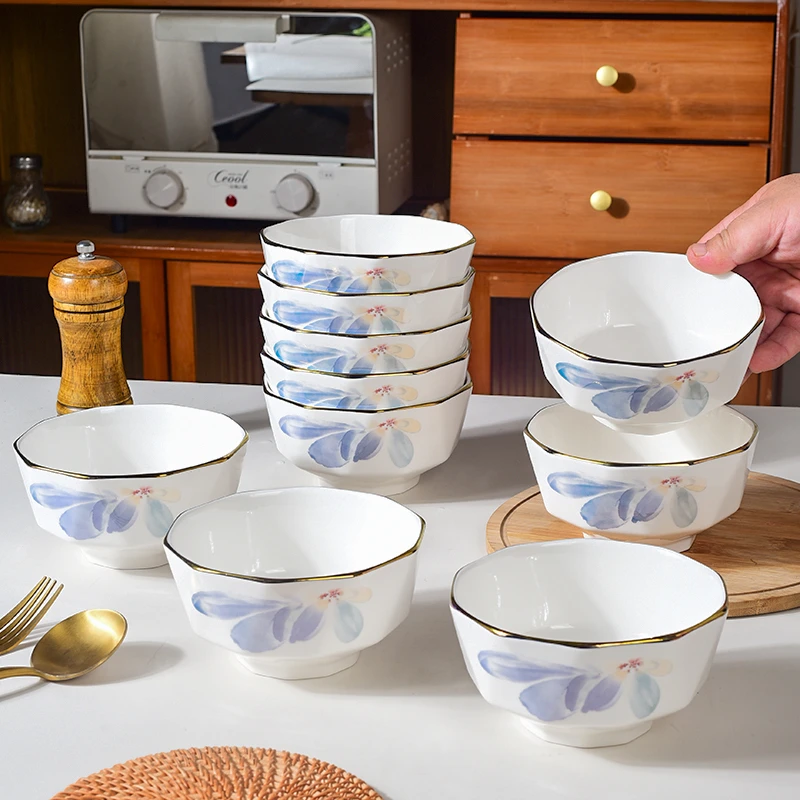 【水墨花影】5英寸饭碗面碗2025新骨瓷餐具金边高档饭碗釉下彩餐具