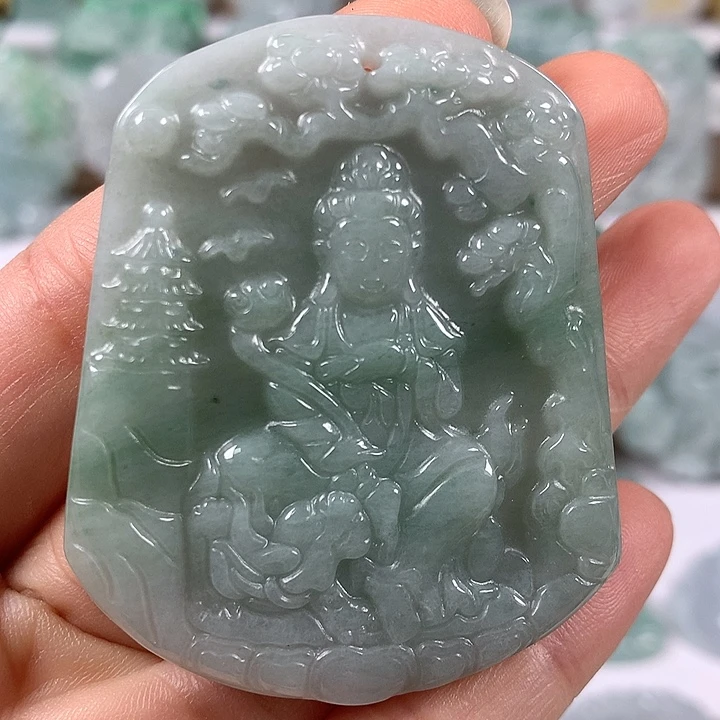 翡翠未镶嵌颈饰文殊菩萨福利