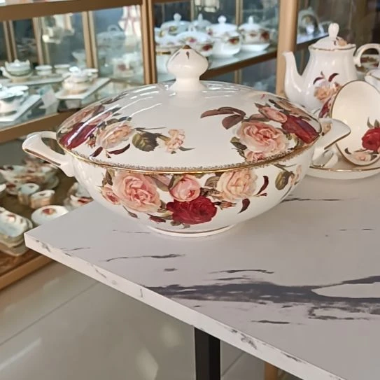 新疆西藏包邮金秋玫瑰口径23.5厘米高9.3厘米2200毫升大汤锅