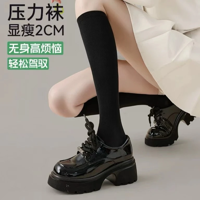 S001-158  三双装女款小腿袜 压力袜 长筒高筒休闲透气袜子ins风