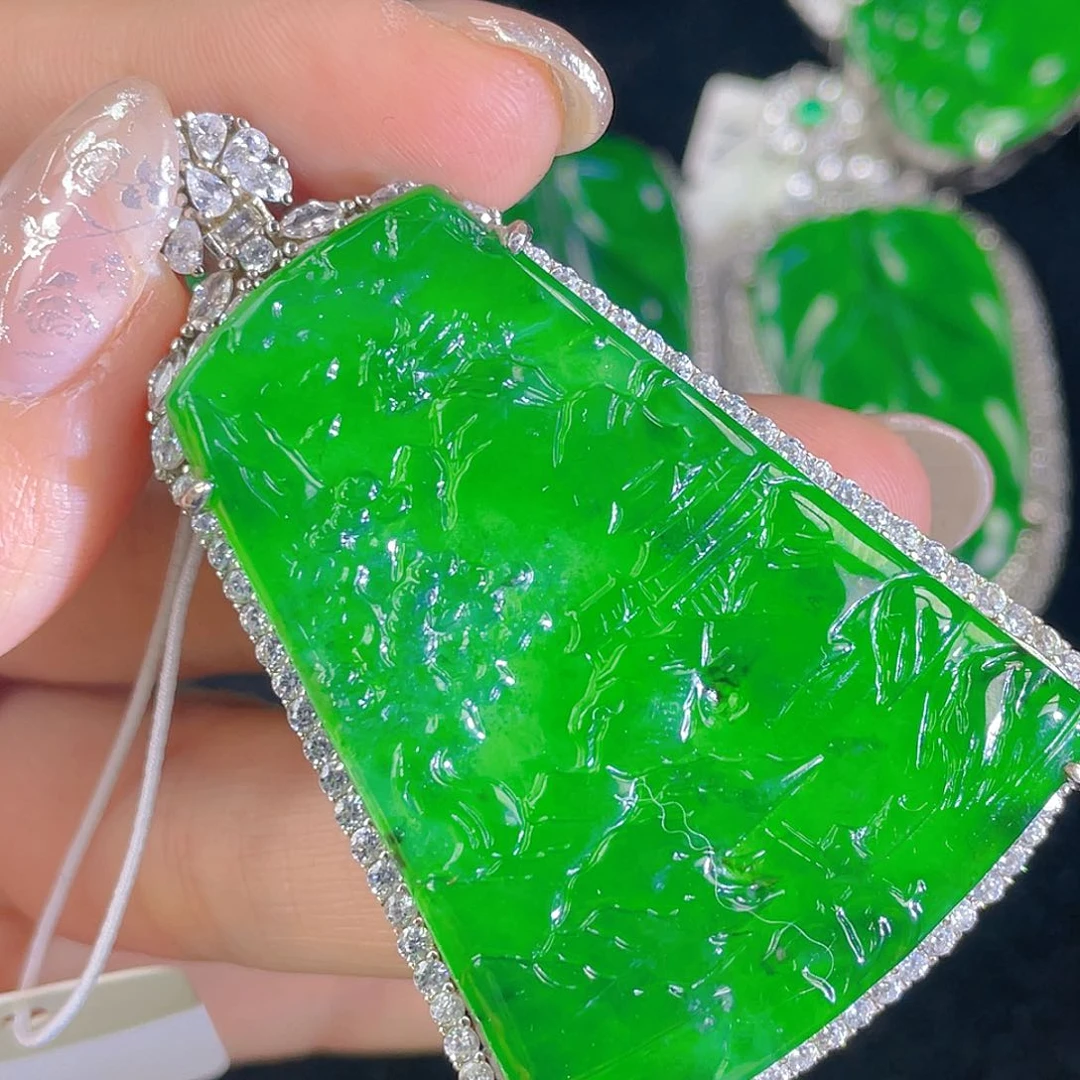 翡翠吊坠(不含链)银S925镶嵌