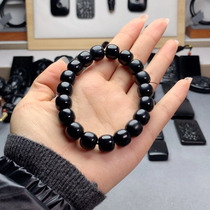 和田玉（墨玉）未镶嵌手串特价12mm