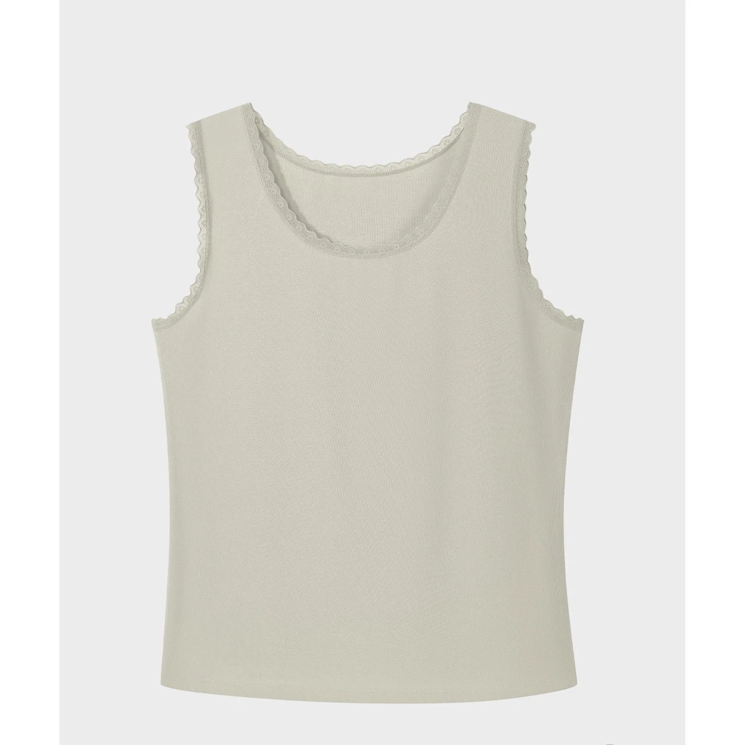 美娜舒丹女士蚕丝蛋白棉蕾丝吊带背心内搭-3083