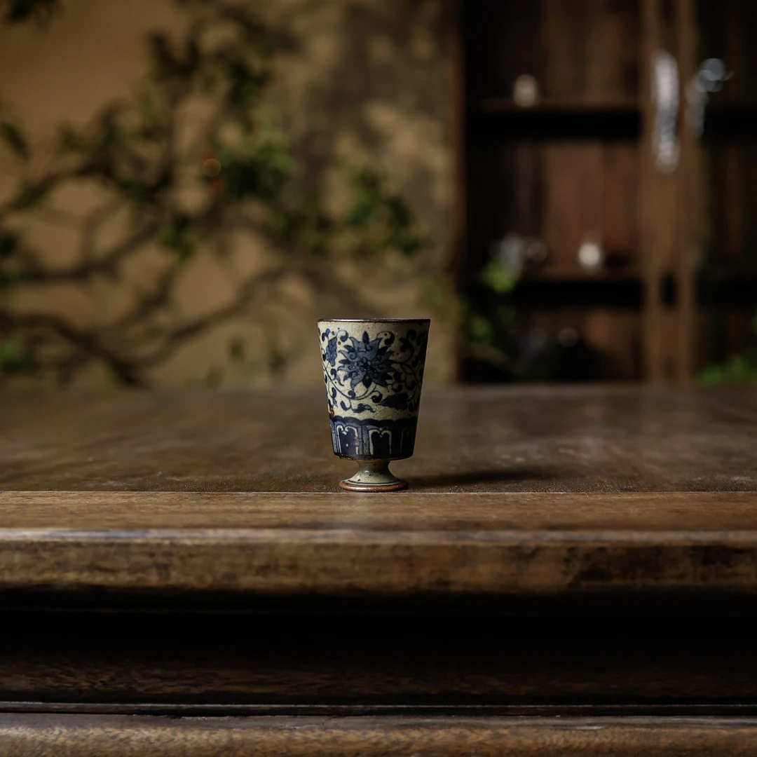 【小田甄陶】高脚缠枝莲杯（聆雨堂S0252）