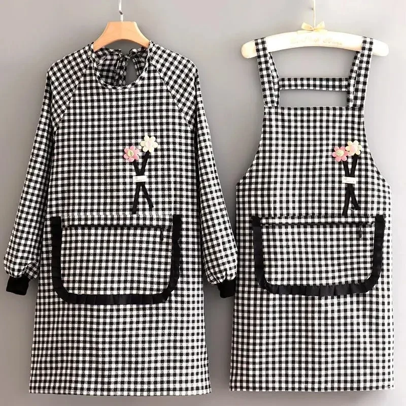 厨房做饭家用布料透气耐磨上班工作服防污餐饮干活围裙女百搭简约