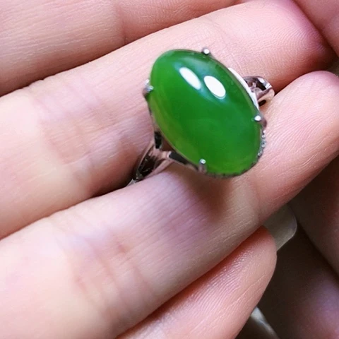 和田玉银S925镶嵌戒指