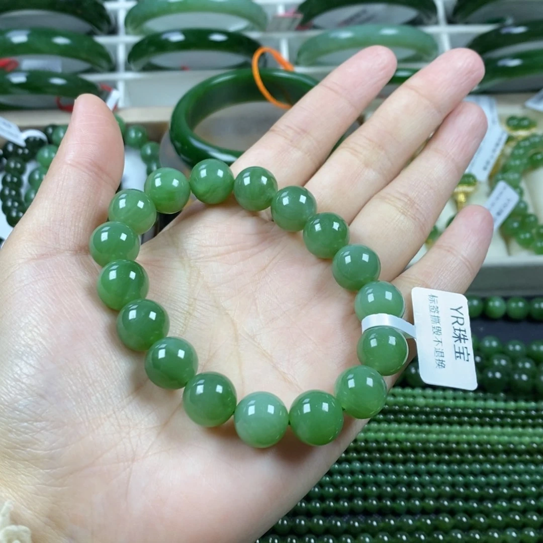 和田玉（碧玉）手串未镶嵌暖*羊12mm