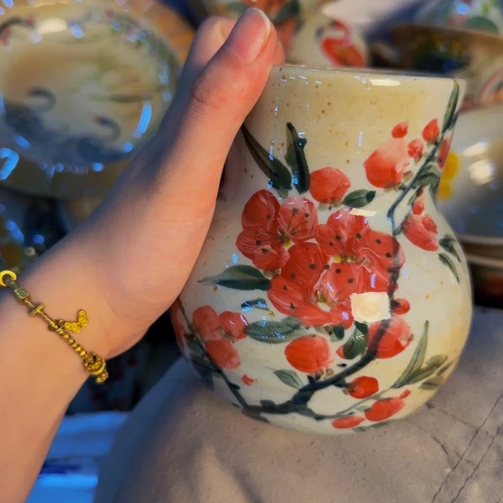 瓷片手工手绘细微不一样