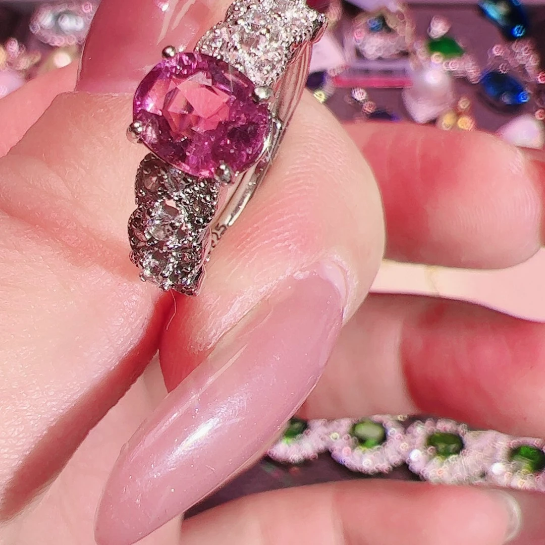 碧玺碧玺戒指银S925镶嵌