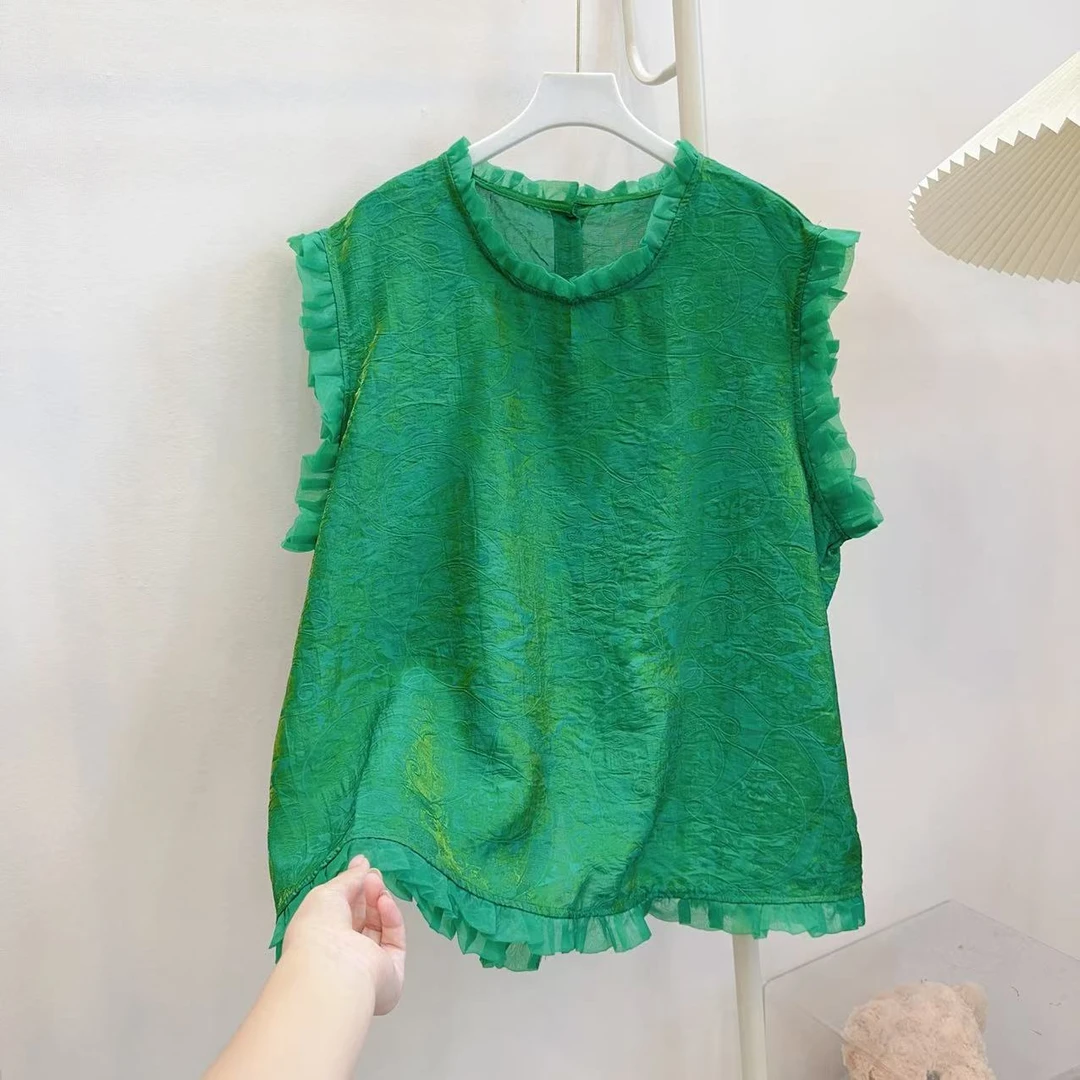 胖胖家*8978新款菲边减龄圆领百搭显瘦上衣开衫