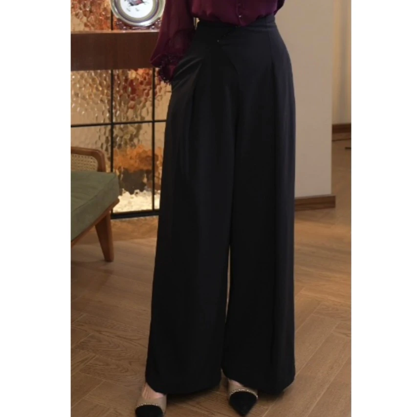 2025初秋新款【ZM-C780】高级感高腰黑色直筒阔腿裤百搭显瘦裤子女