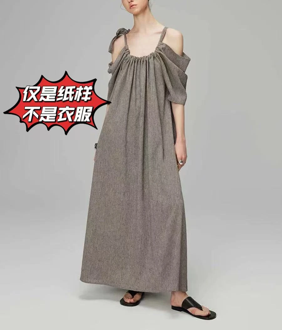 【肩带可调节度假连衣裙纸样】1165慵懒度假风超好看褶皱法式连衣裙
