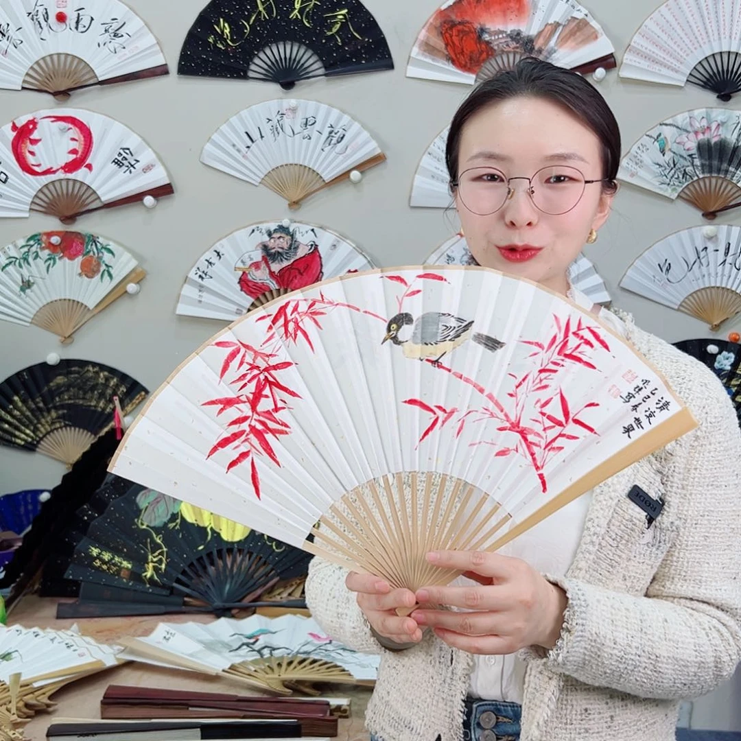 书法九五寸玉竹-文玩扇-手写-粘好发出