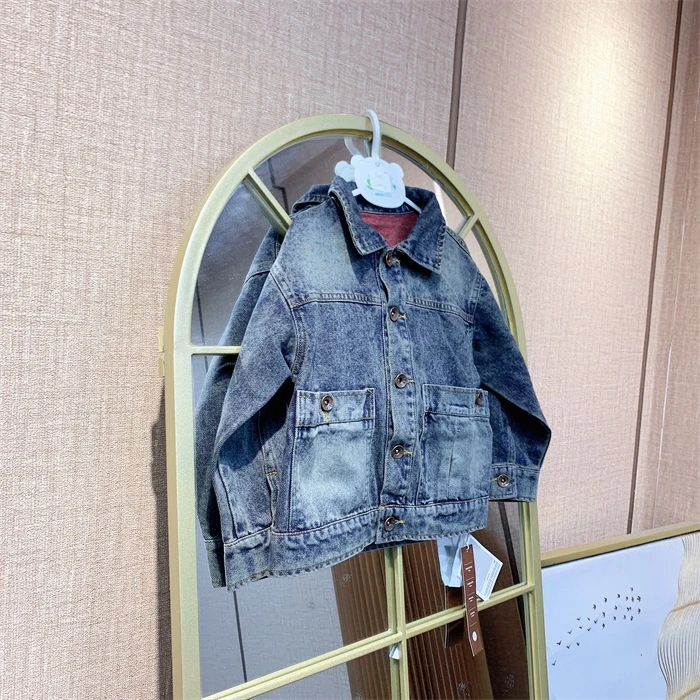 Y477   宝宝蓝色单层牛仔外套  春款