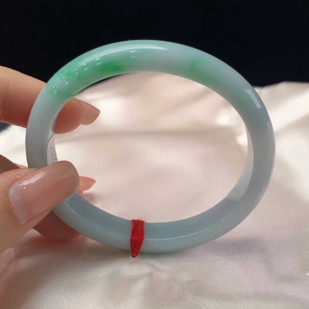 翡翠未镶嵌手镯缅甸A货翡翠 辣阳绿贵妃53 54