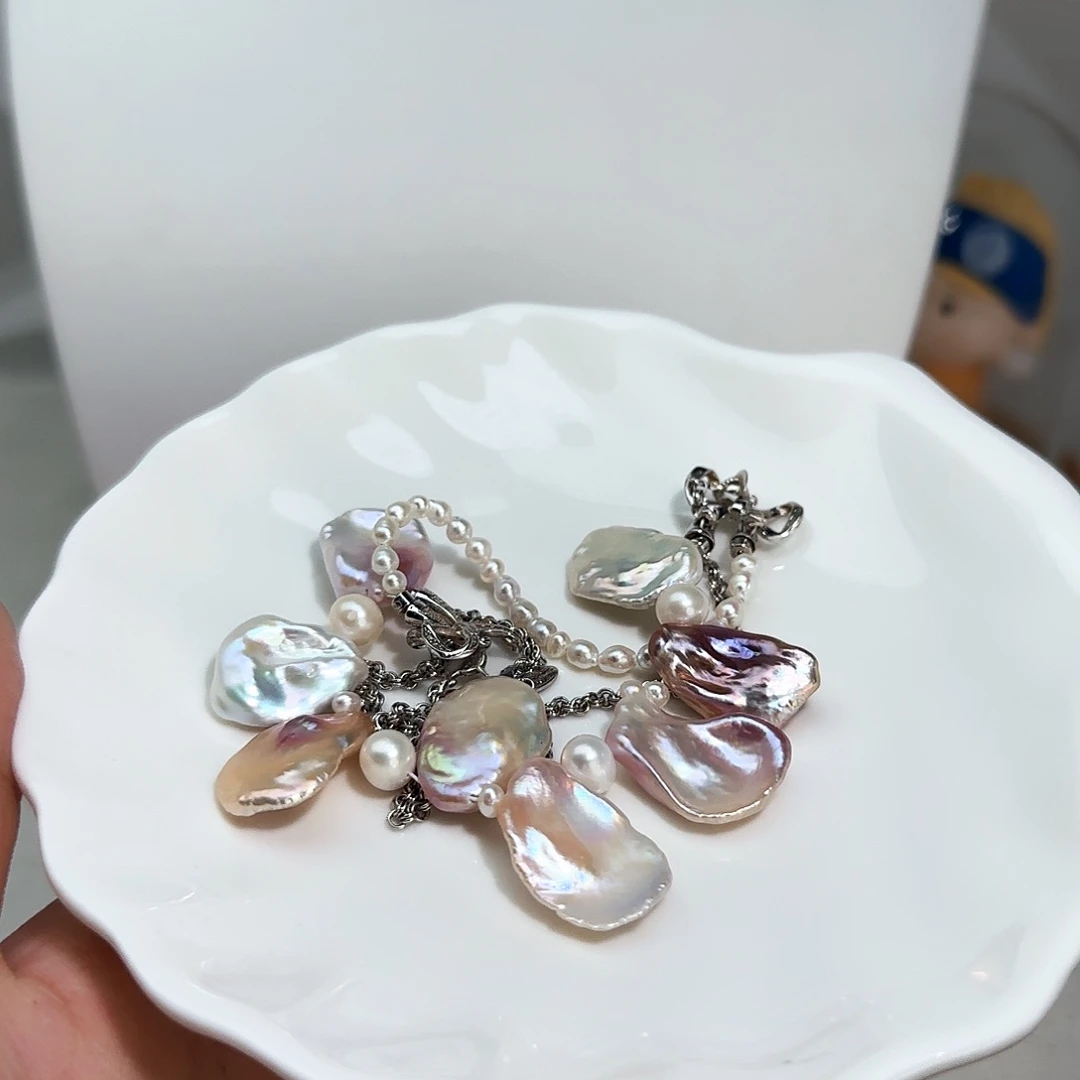 项链银S925镶嵌淡水珍珠