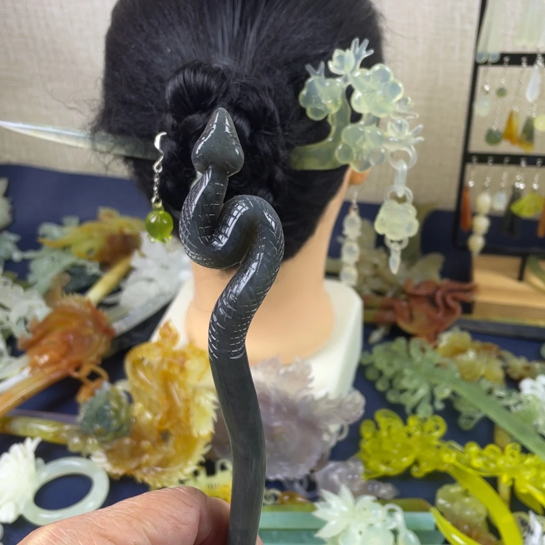 蛇纹石玉未镶嵌发饰