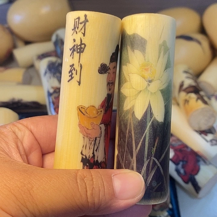 竹实心竹手把件彩绘小白034