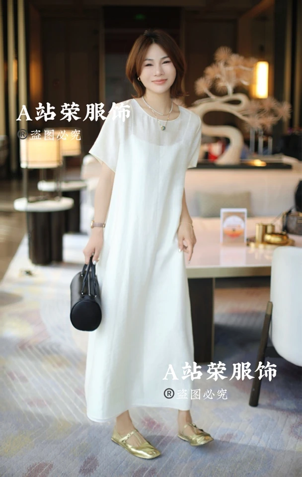 【荣姐精选】高级气质宽松圆领两件套连衣裙