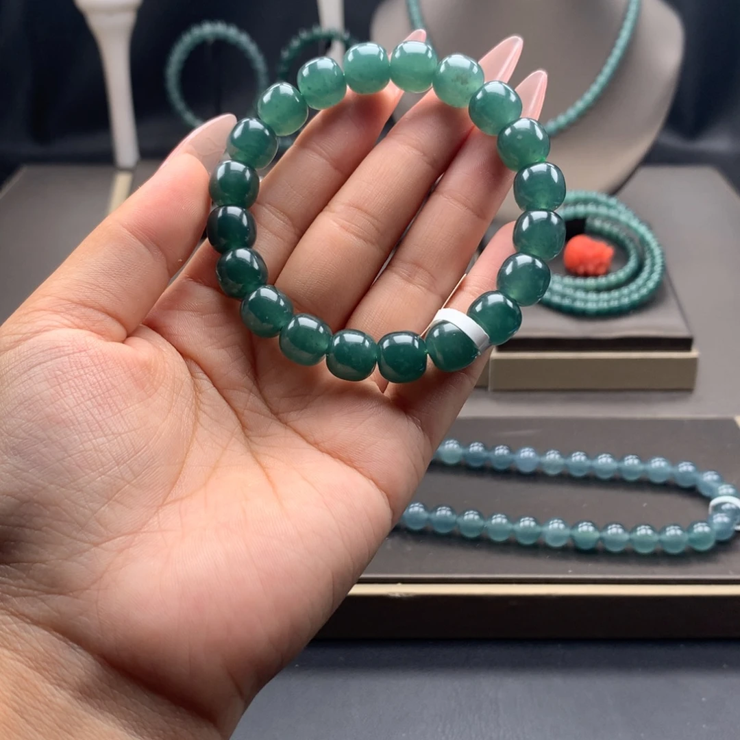 翡翠未镶嵌手链卡10.5mm老型珠福利款有棉