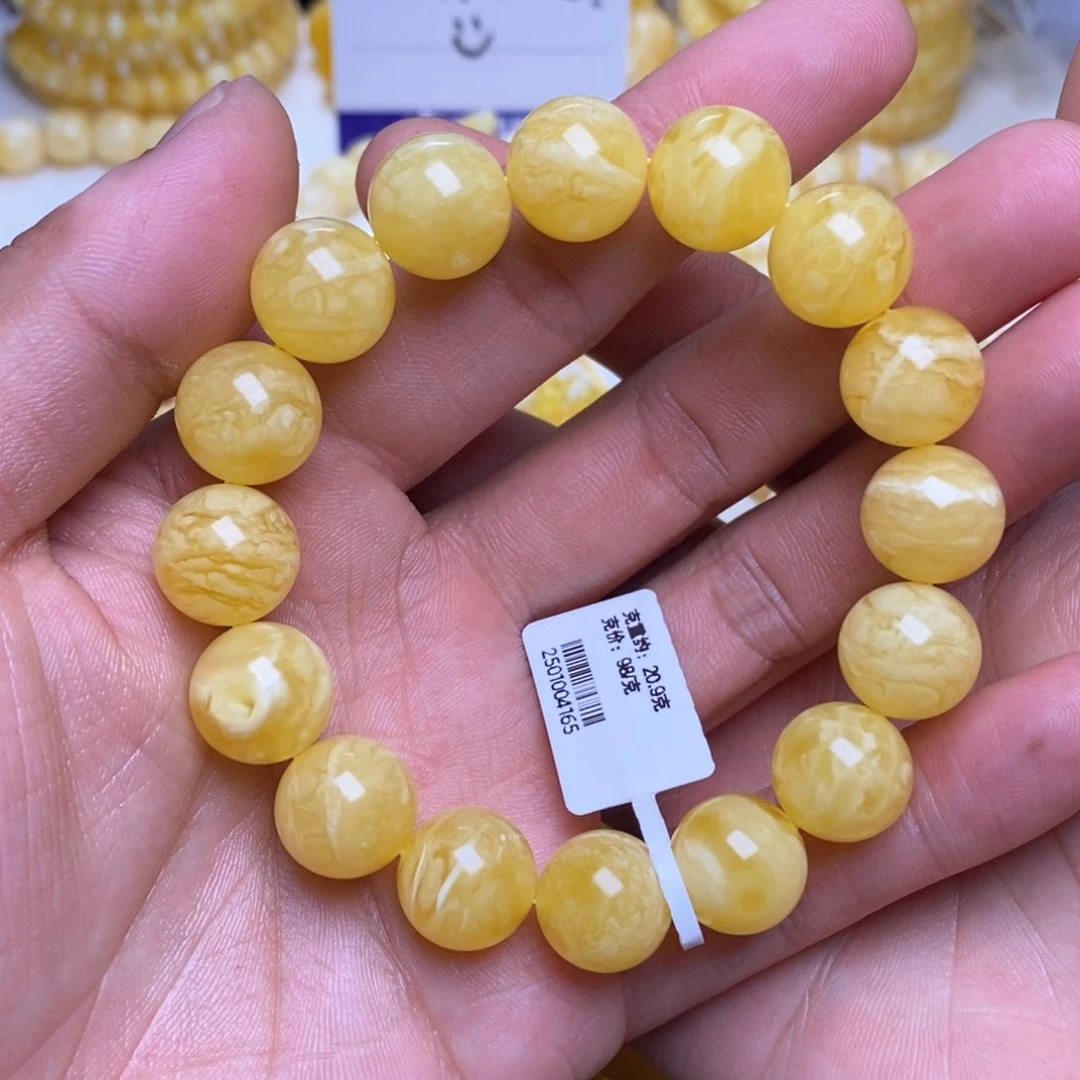 【闪购商品】蜜蜡裸石未镶嵌13+圆珠手串