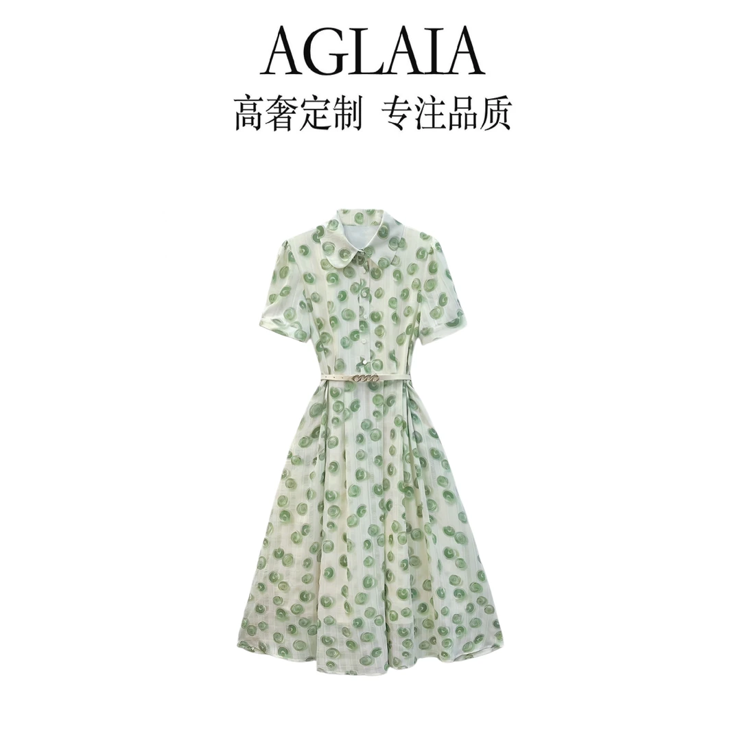8050~Aglaia法式高奢2025夏季新款优雅时尚气质轻奢收腰连衣裙女