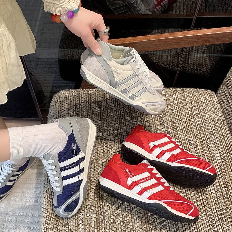 qibeiqi/柒呗柒爆款复古赛车德训鞋女2025夏季新款百搭显瘦休闲鞋